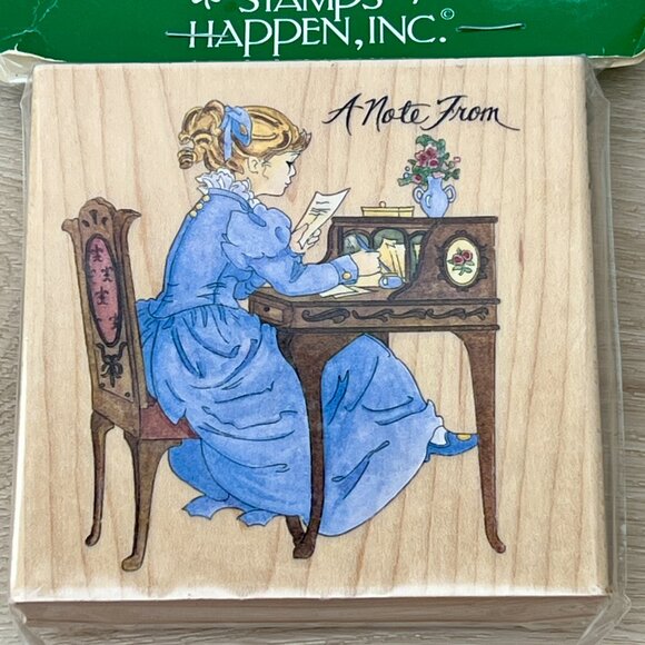 Vintage Stamps Happen Inc Wood-mounted 4x4 "A Note From" Retired Rubber Stamp - Picture 7 of 12